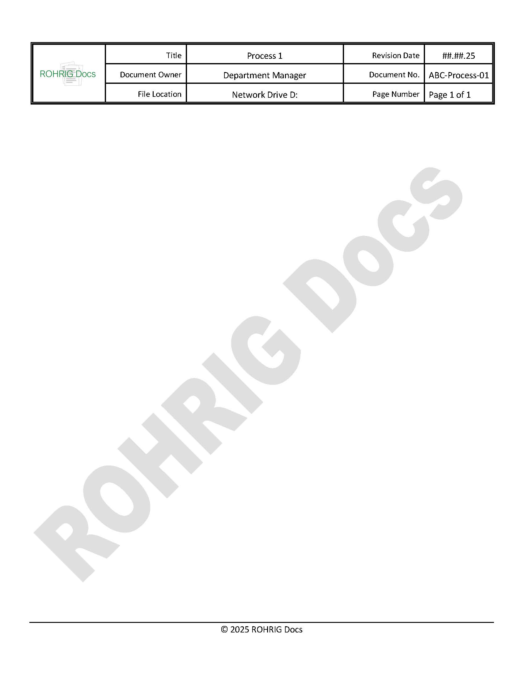 ISO Compatible Page Header- & Footer Format (replace ROHRIG Docs Logo with your company logo)